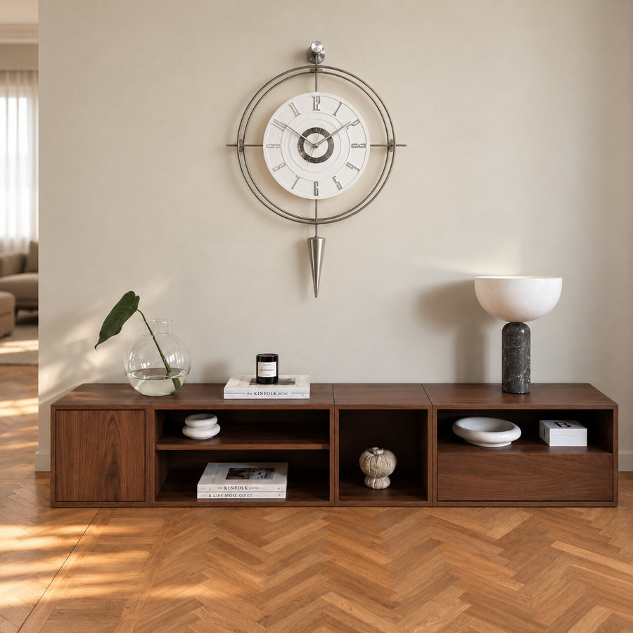 Orvasco Celestia Pendulum Illuminated Metal Wall Clock, 50 cm