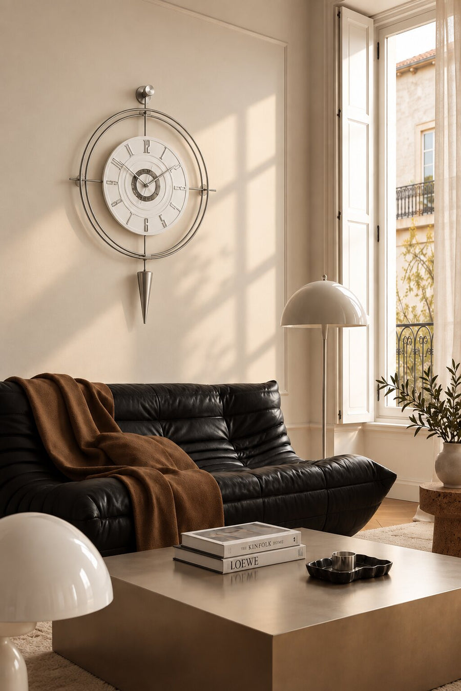 Orvasco Celestia Pendulum Illuminated Metal Wall Clock, 50 cm