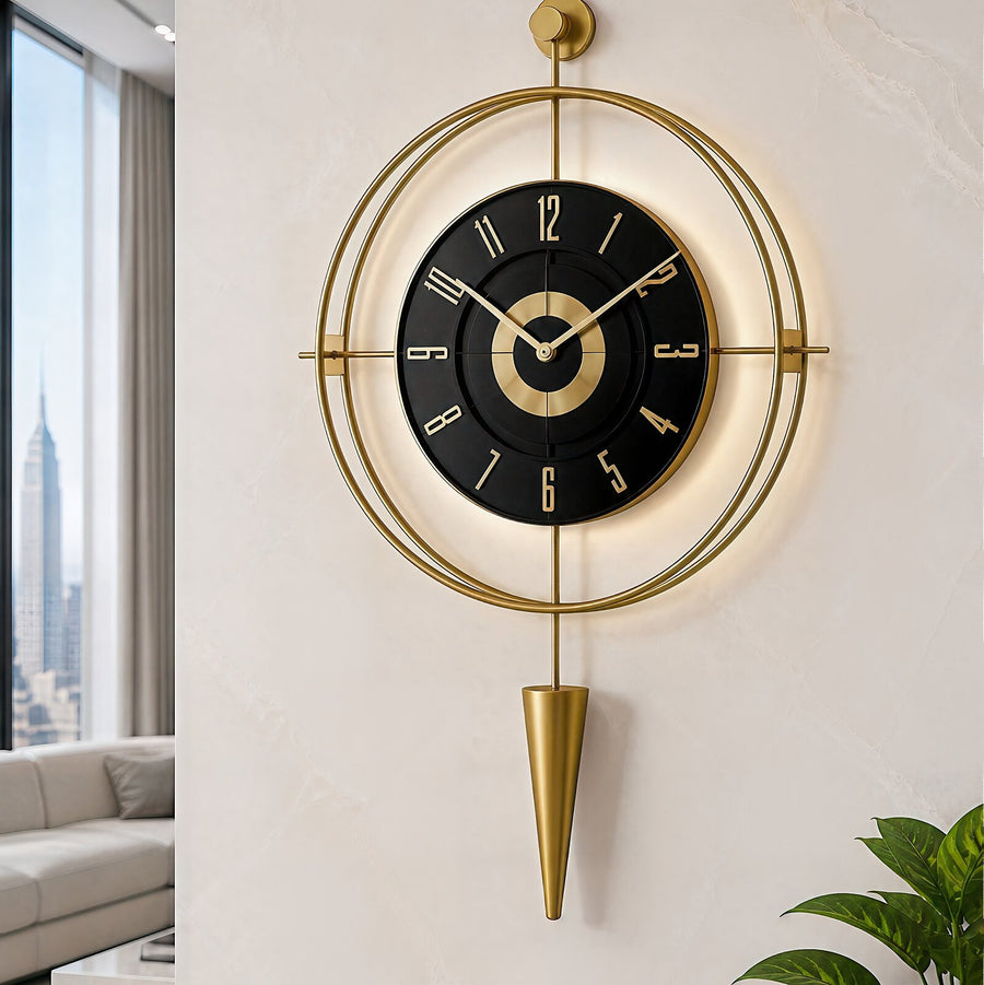 Orvasco Celestia Pendulum Illuminated Metal Wall Clock, 50 cm
