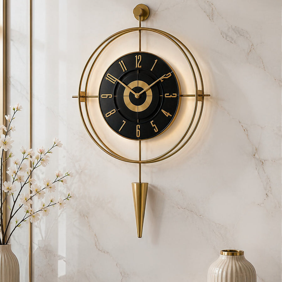 Orvasco Celestia Pendulum Illuminated Metal Wall Clock, 50 cm