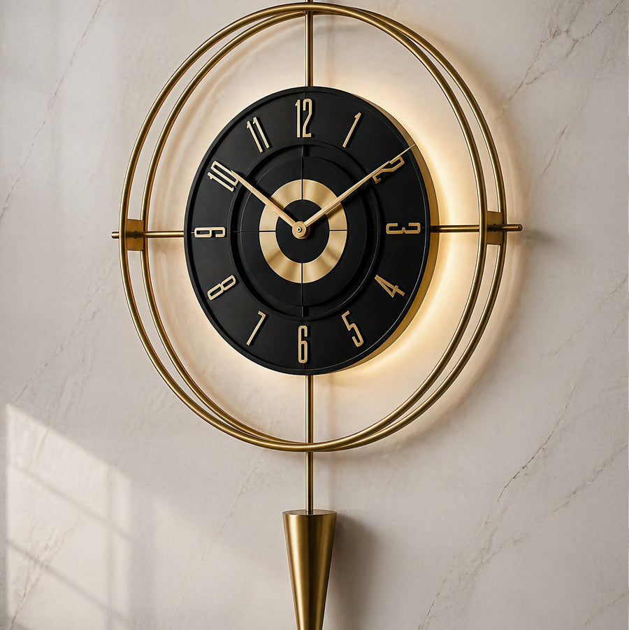 Orvasco Celestia Pendulum Illuminated Metal Wall Clock, 50 cm