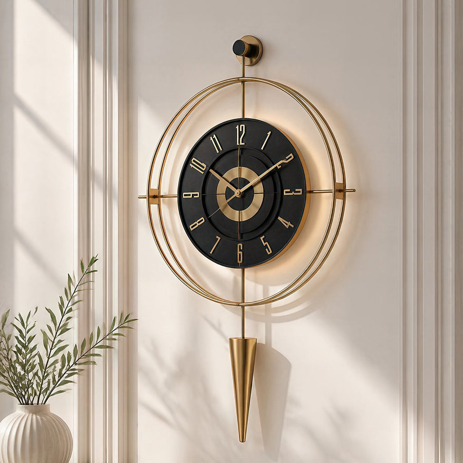 Orvasco Celestia Pendulum Illuminated Metal Wall Clock, 50 cm