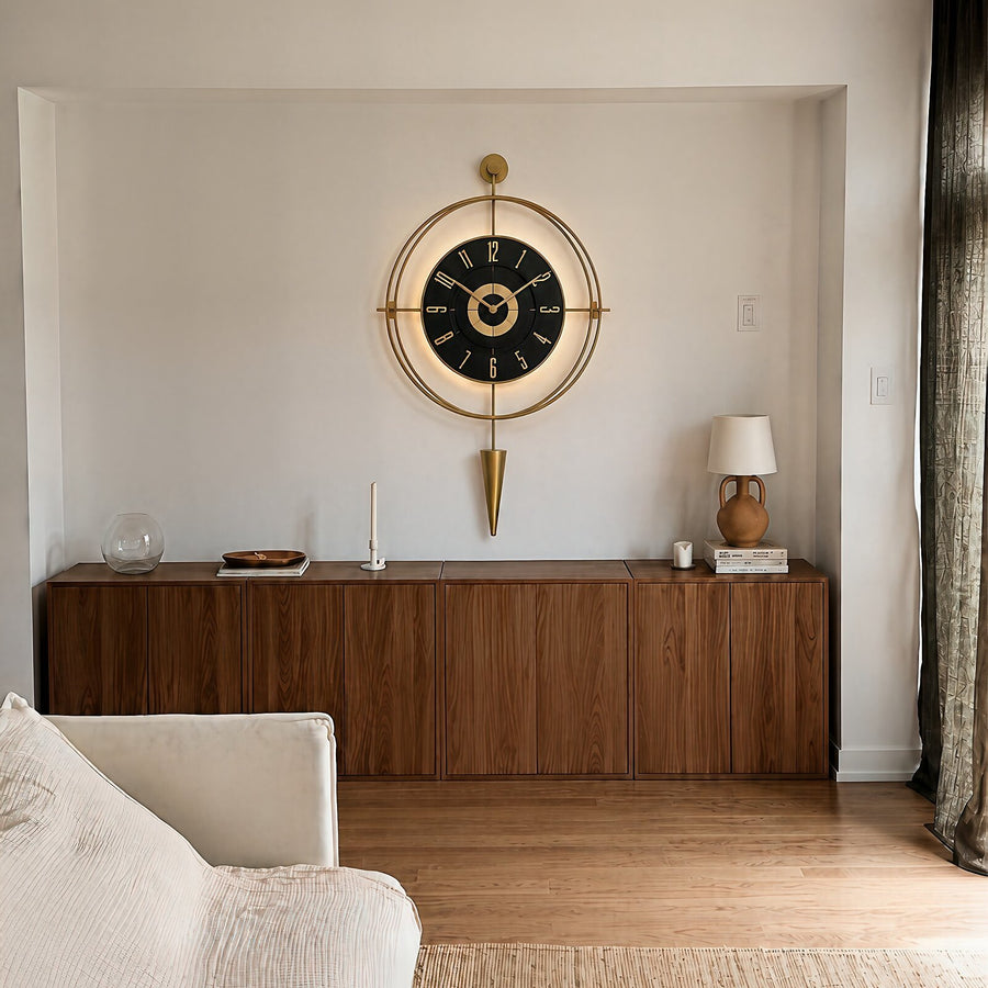 Orvasco Celestia Pendulum Illuminated Metal Wall Clock, 50 cm