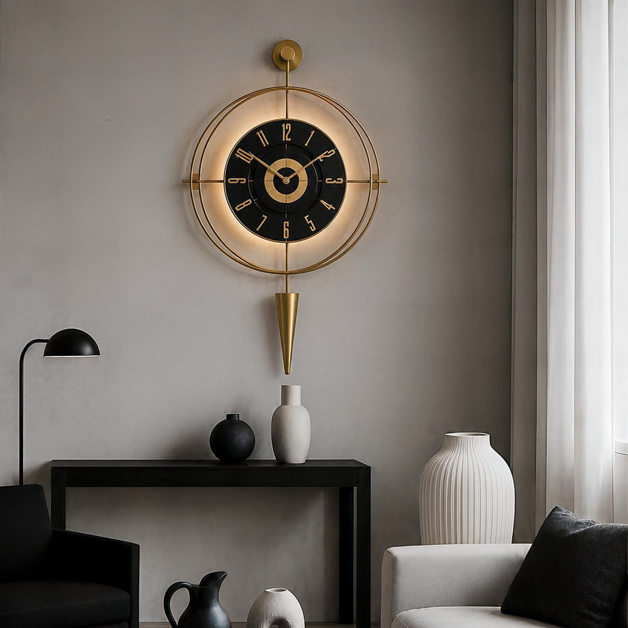 Orvasco Celestia Pendulum Illuminated Metal Wall Clock, 50 cm