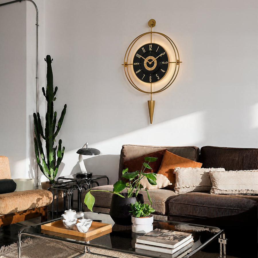 Orvasco Celestia Pendulum Illuminated Metal Wall Clock, 50 cm