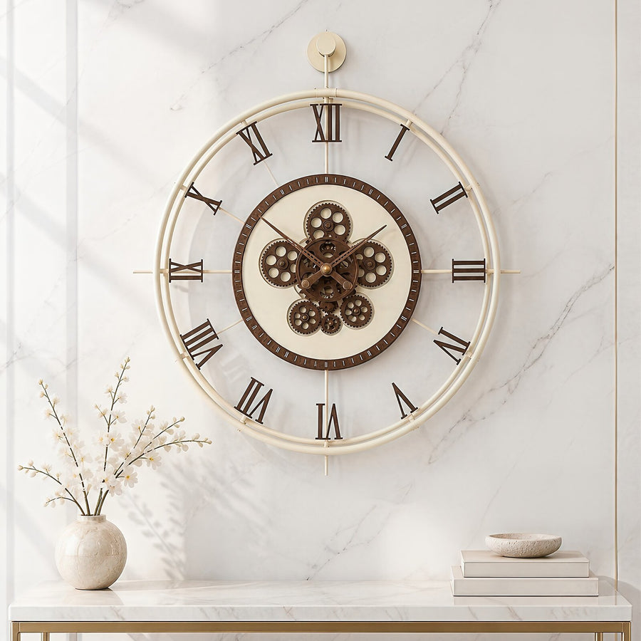 Orvasco Chronoria Mechanica Designer Metal Wall Clock, 60 cm