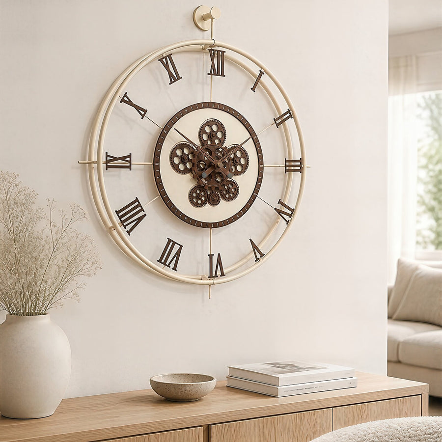 Orvasco Chronoria Mechanica Designer Metal Wall Clock, 60 cm