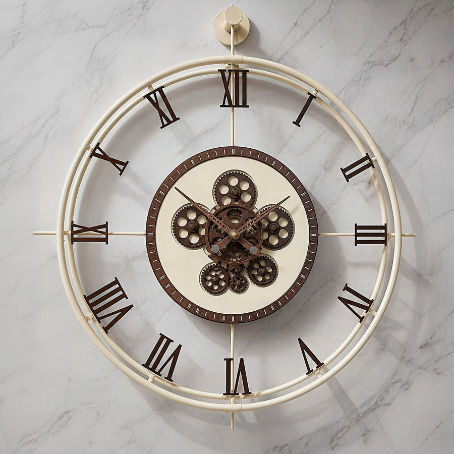Orvasco Chronoria Mechanica Designer Metal Wall Clock, 60 cm