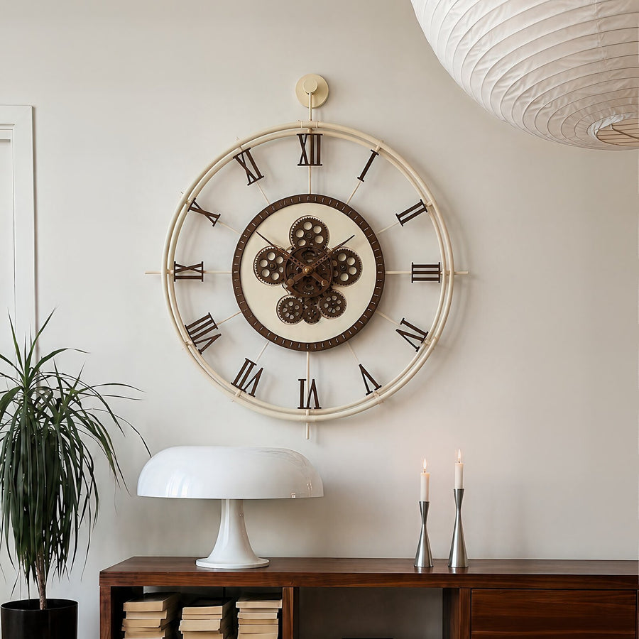 Orvasco Chronoria Mechanica Designer Metal Wall Clock, 60 cm