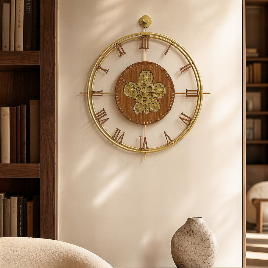 Orvasco Chronoria Mechanica Designer Metal Wall Clock, 60 cm