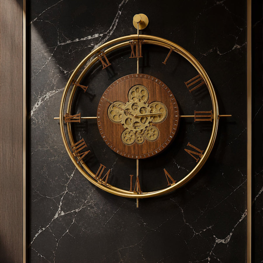 Orvasco Chronoria Mechanica Designer Metal Wall Clock, 60 cm
