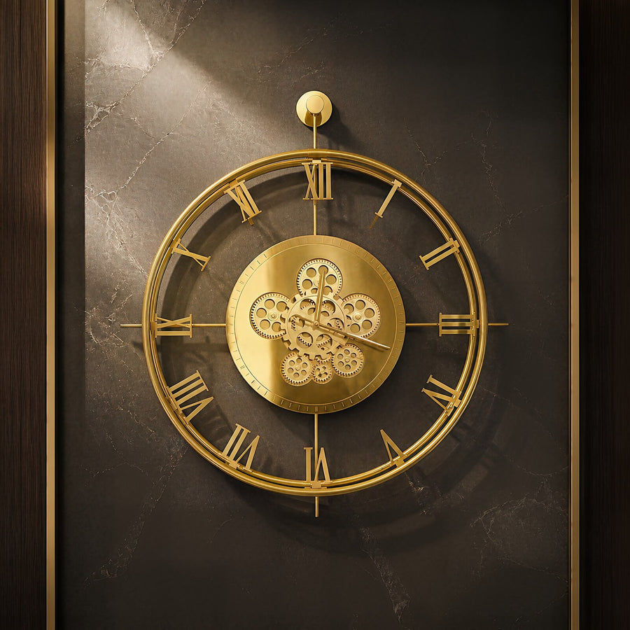 Orvasco Chronoria Mechanica Designer Metal Wall Clock, 60 cm