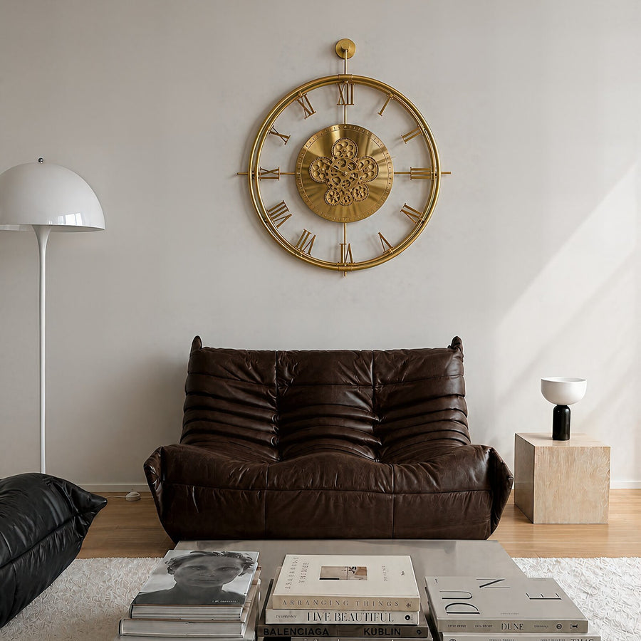 Orvasco Chronoria Mechanica Designer Metal Wall Clock, 60 cm