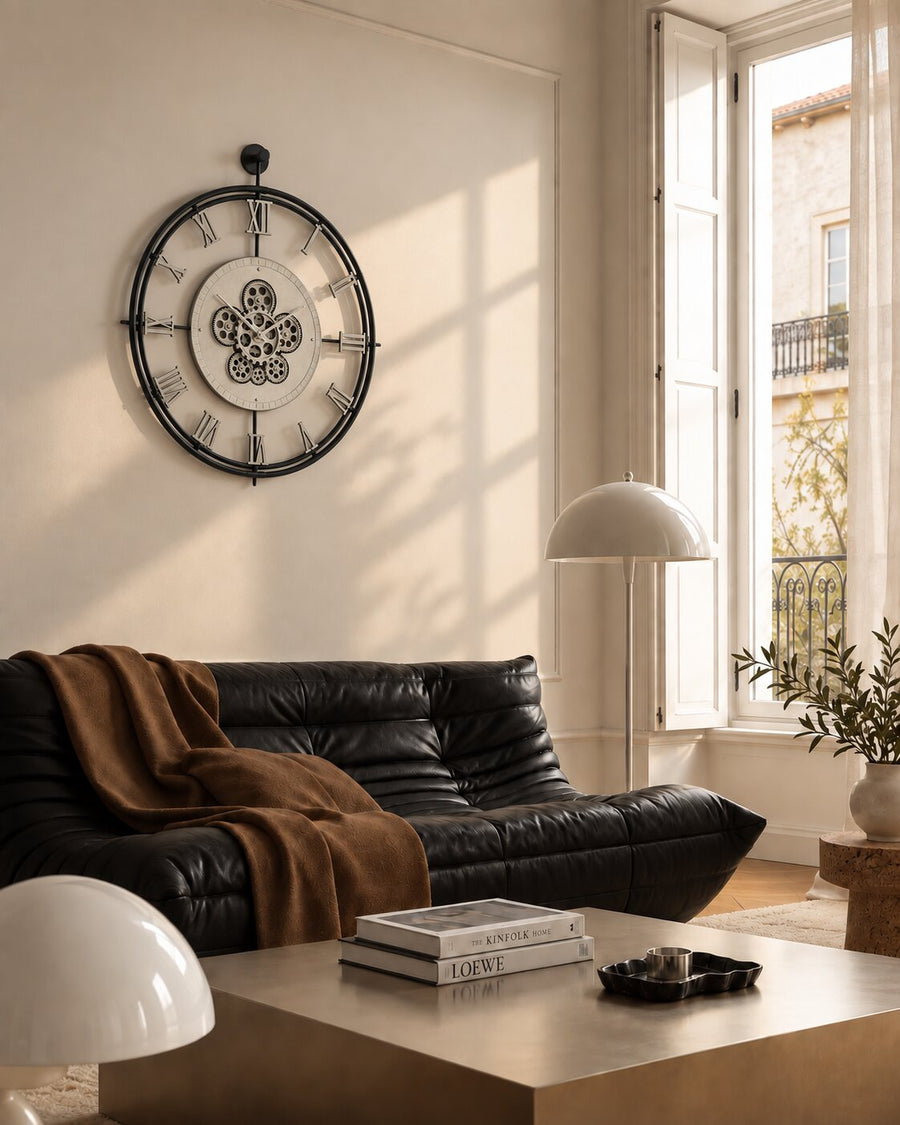 Orvasco Chronoria Mechanica Designer Metal Wall Clock, 60 cm