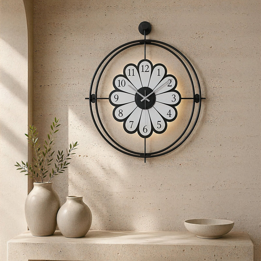 Orvasco Florea Lumen Illuminated Metal Wall Clock, 60 cm