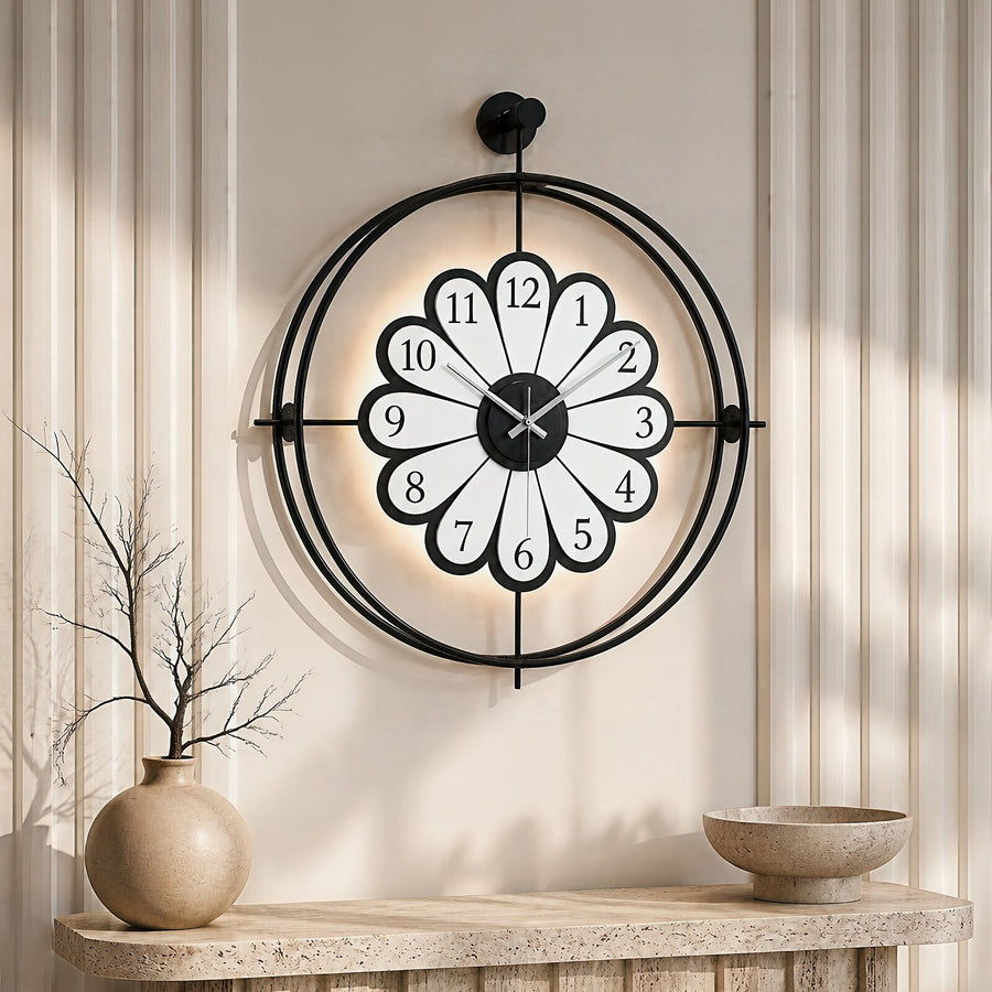 Orvasco Florea Lumen Illuminated Metal Wall Clock, 60 cm