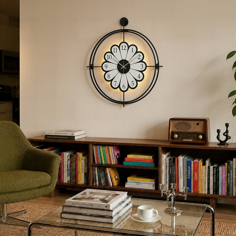 Orvasco Florea Lumen Illuminated Metal Wall Clock, 60 cm