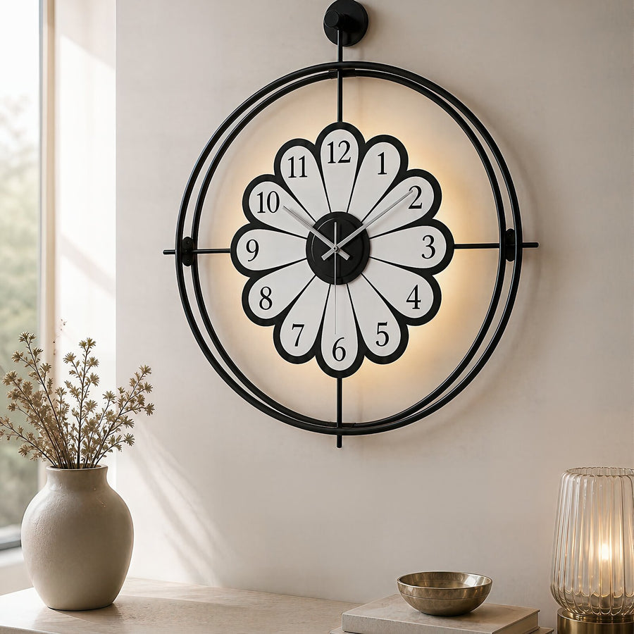 Orvasco Florea Lumen Illuminated Metal Wall Clock, 60 cm