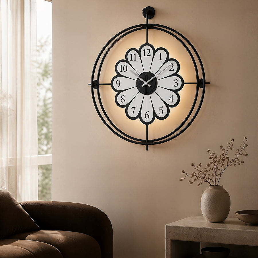 Orvasco Florea Lumen Illuminated Metal Wall Clock, 60 cm