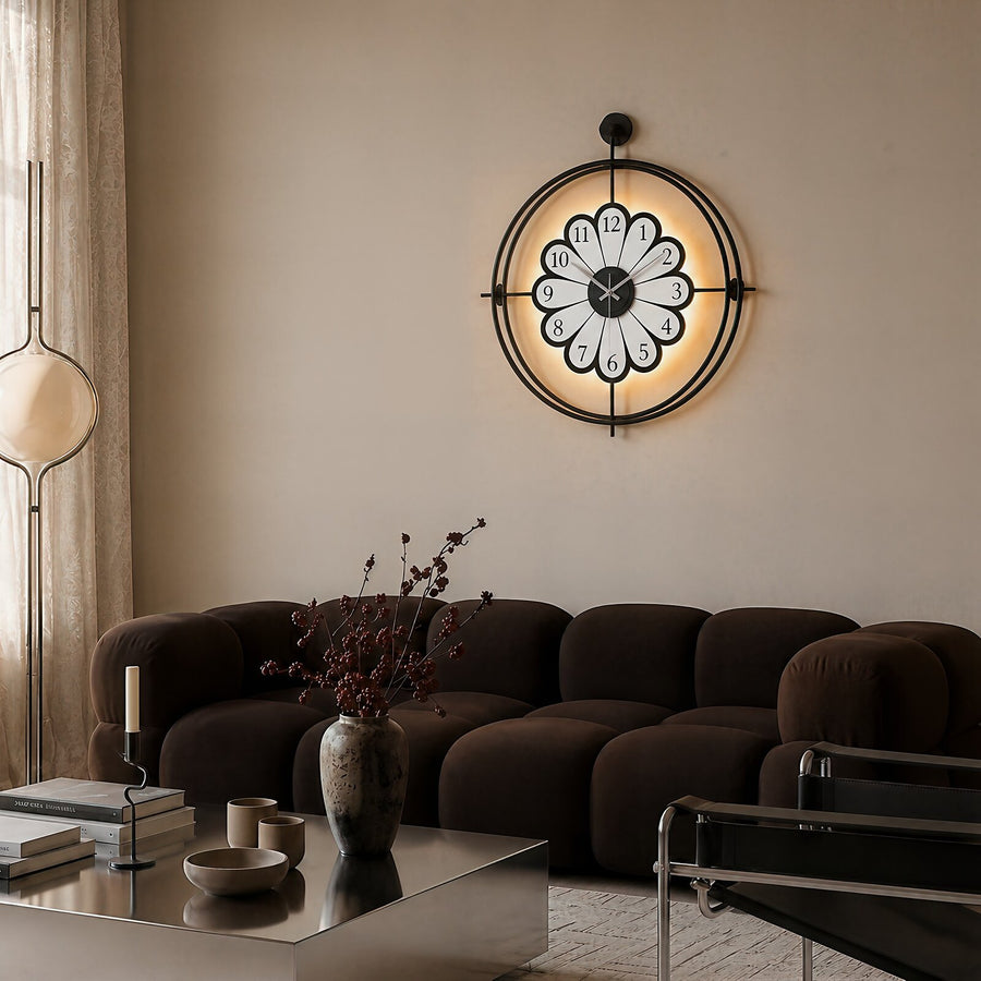Orvasco Florea Lumen Illuminated Metal Wall Clock, 60 cm