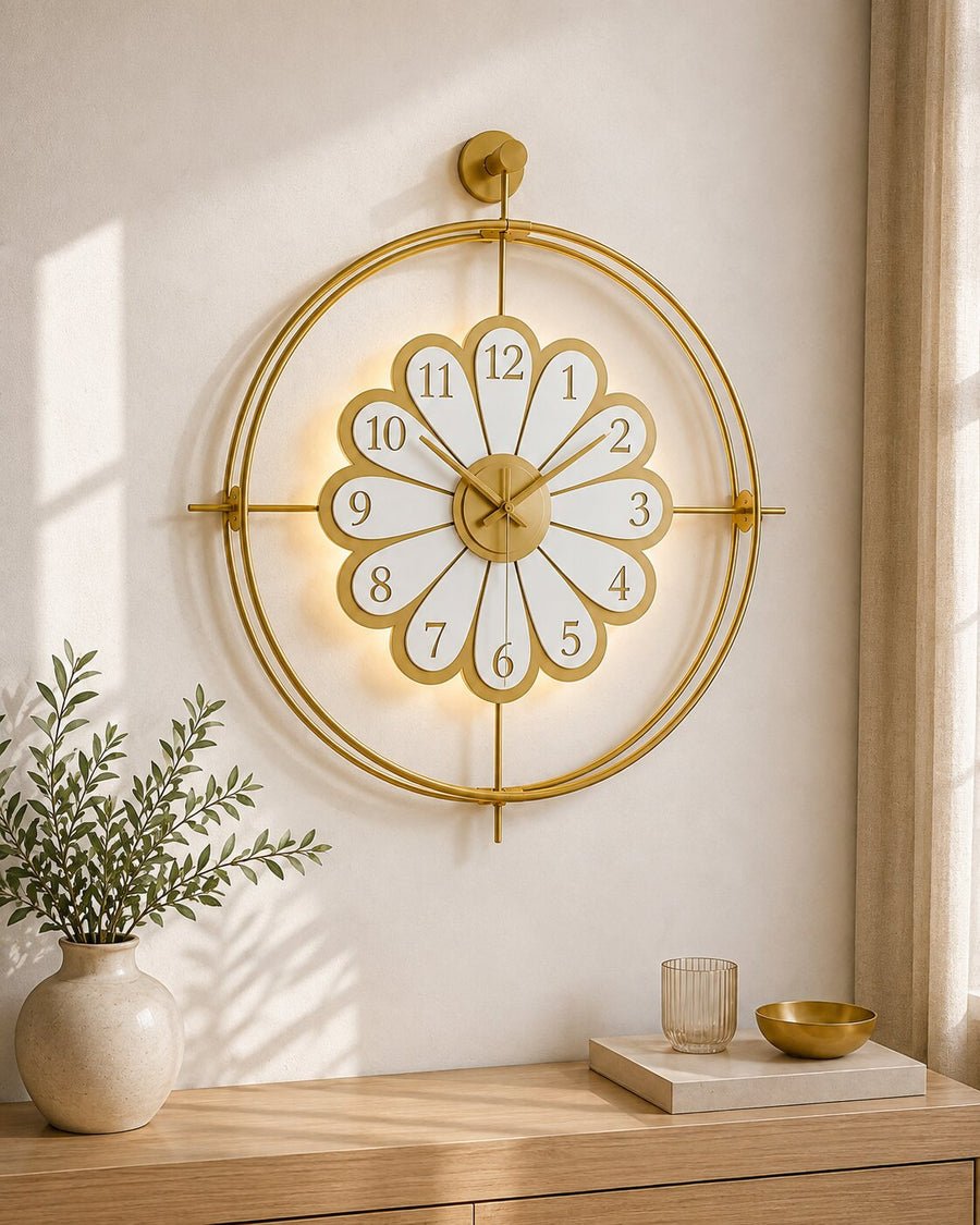 Orvasco Florea Lumen Illuminated Metal Wall Clock, 60 cm
