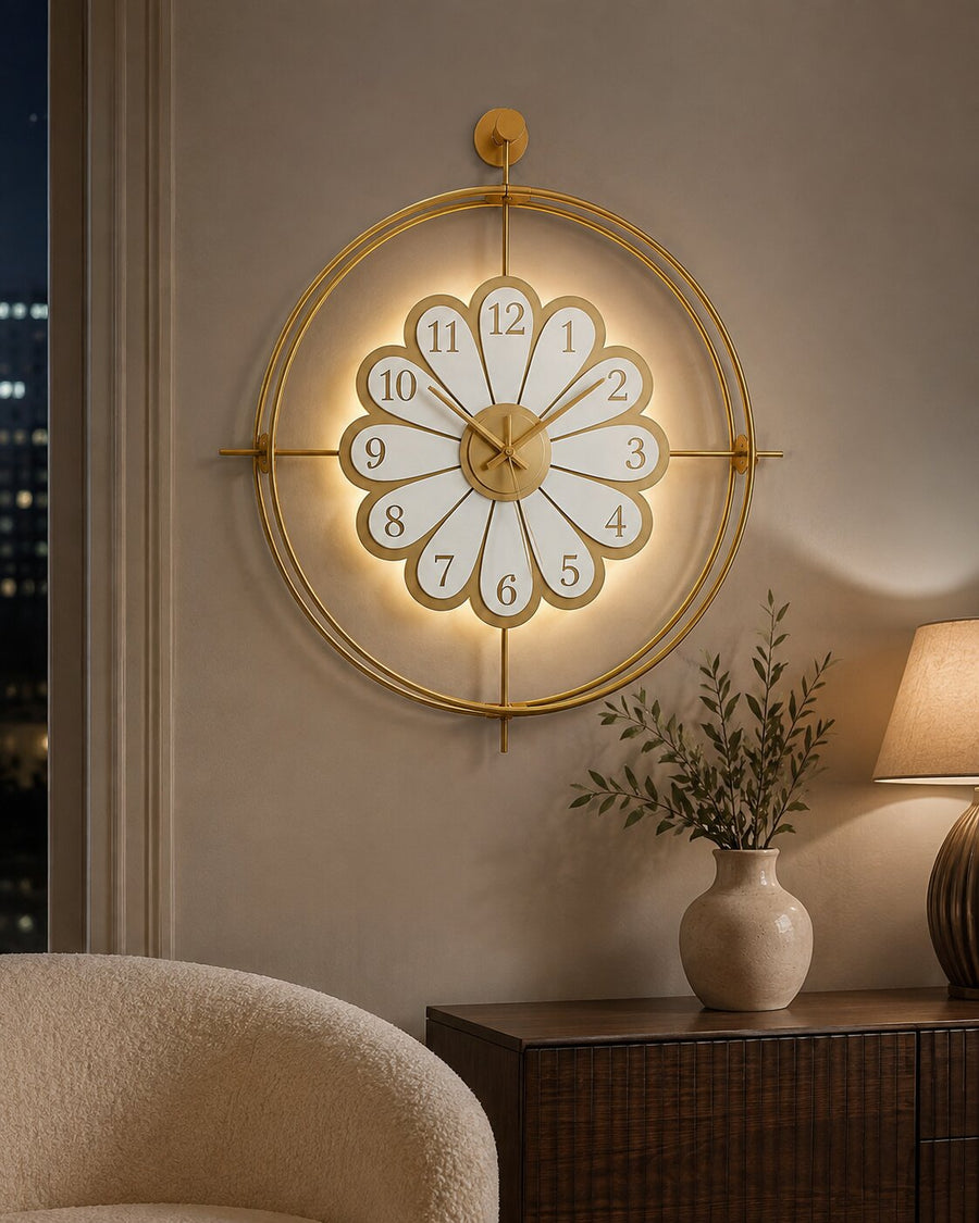 Orvasco Florea Lumen Illuminated Metal Wall Clock, 60 cm