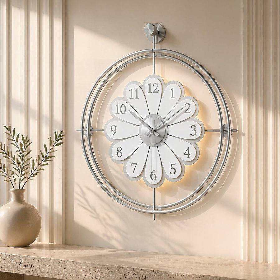 Orvasco Florea Lumen Illuminated Metal Wall Clock, 60 cm
