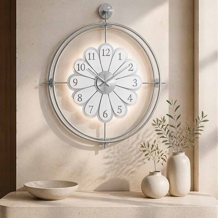 Orvasco Florea Lumen Illuminated Metal Wall Clock, 60 cm