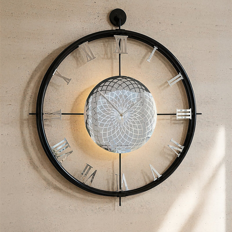 Orvasco Imperium Halo Illuminated Metal Wall Clock, 60 cm