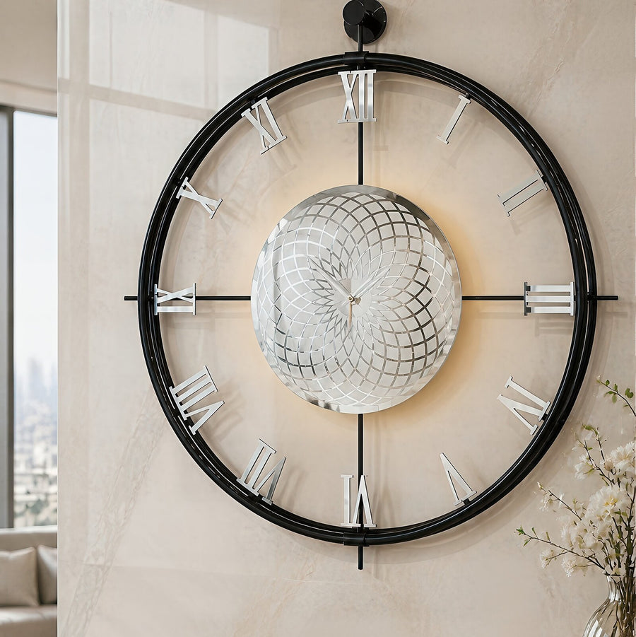 Orvasco Imperium Halo Illuminated Metal Wall Clock, 60 cm