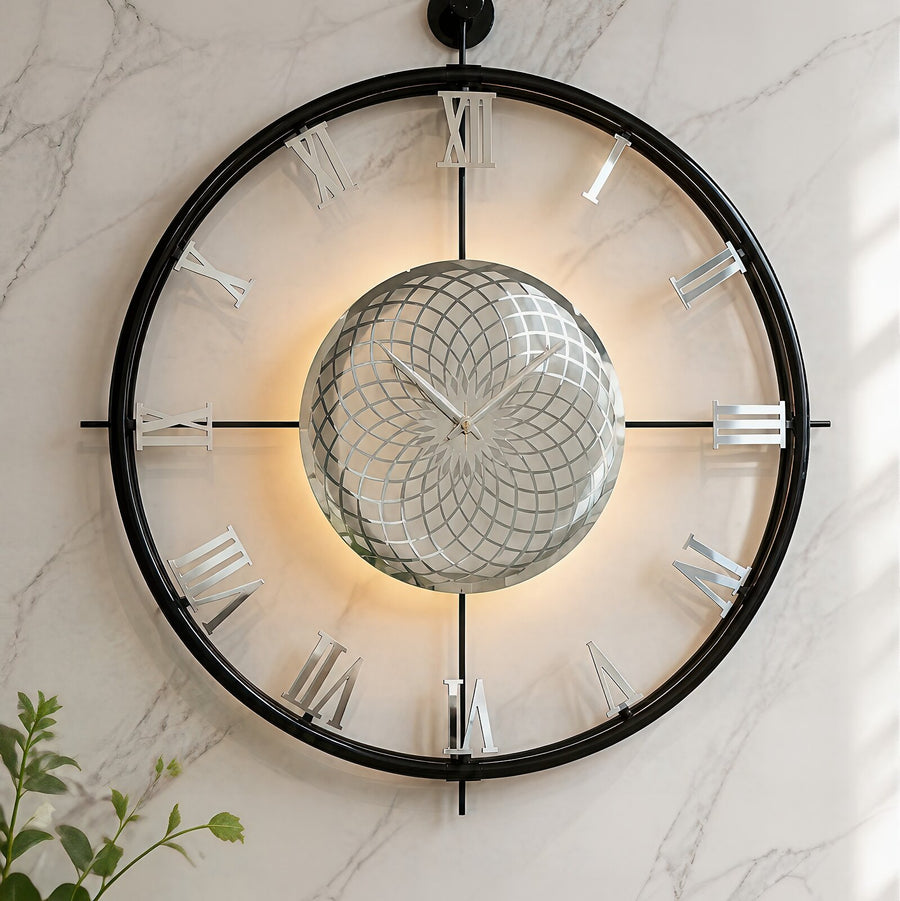 Orvasco Imperium Halo Illuminated Metal Wall Clock, 60 cm