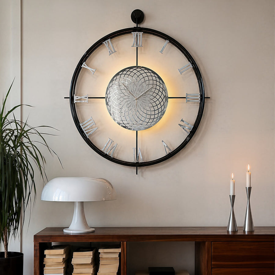 Orvasco Imperium Halo Illuminated Metal Wall Clock, 60 cm