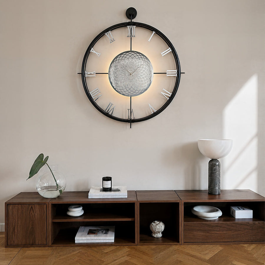 Orvasco Imperium Halo Illuminated Metal Wall Clock, 60 cm