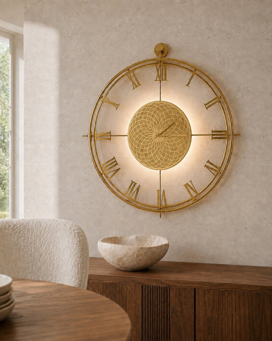 Orvasco Imperium Halo Illuminated Metal Wall Clock, 60 cm