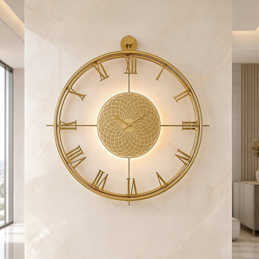 Orvasco Imperium Halo Illuminated Metal Wall Clock, 60 cm