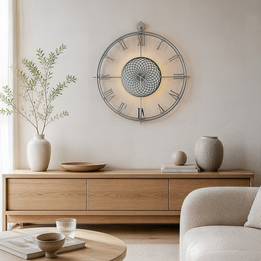 Orvasco Imperium Halo Illuminated Metal Wall Clock, 60 cm
