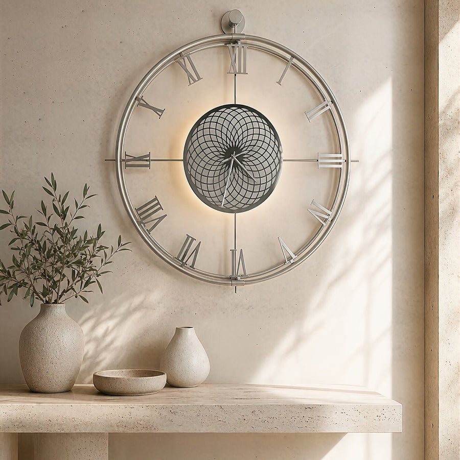 Orvasco Imperium Halo Illuminated Metal Wall Clock, 60 cm