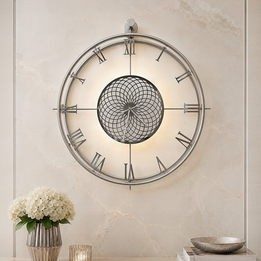 Orvasco Imperium Halo Illuminated Metal Wall Clock, 60 cm