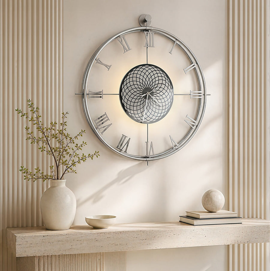 Orvasco Imperium Halo Illuminated Metal Wall Clock, 60 cm