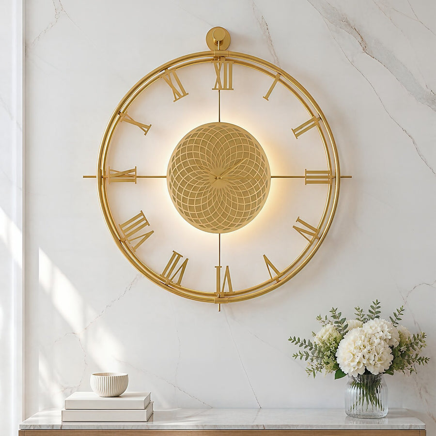 Orvasco Imperium Halo Illuminated Metal Wall Clock, 60 cm