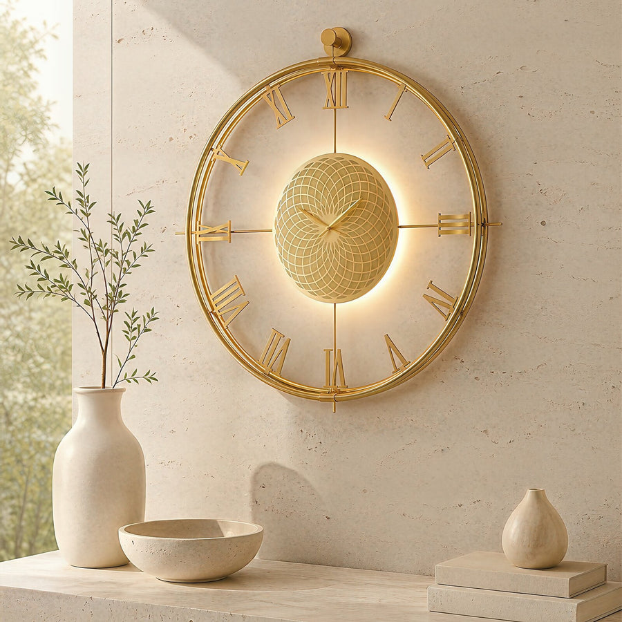 Orvasco Imperium Halo Illuminated Metal Wall Clock, 60 cm