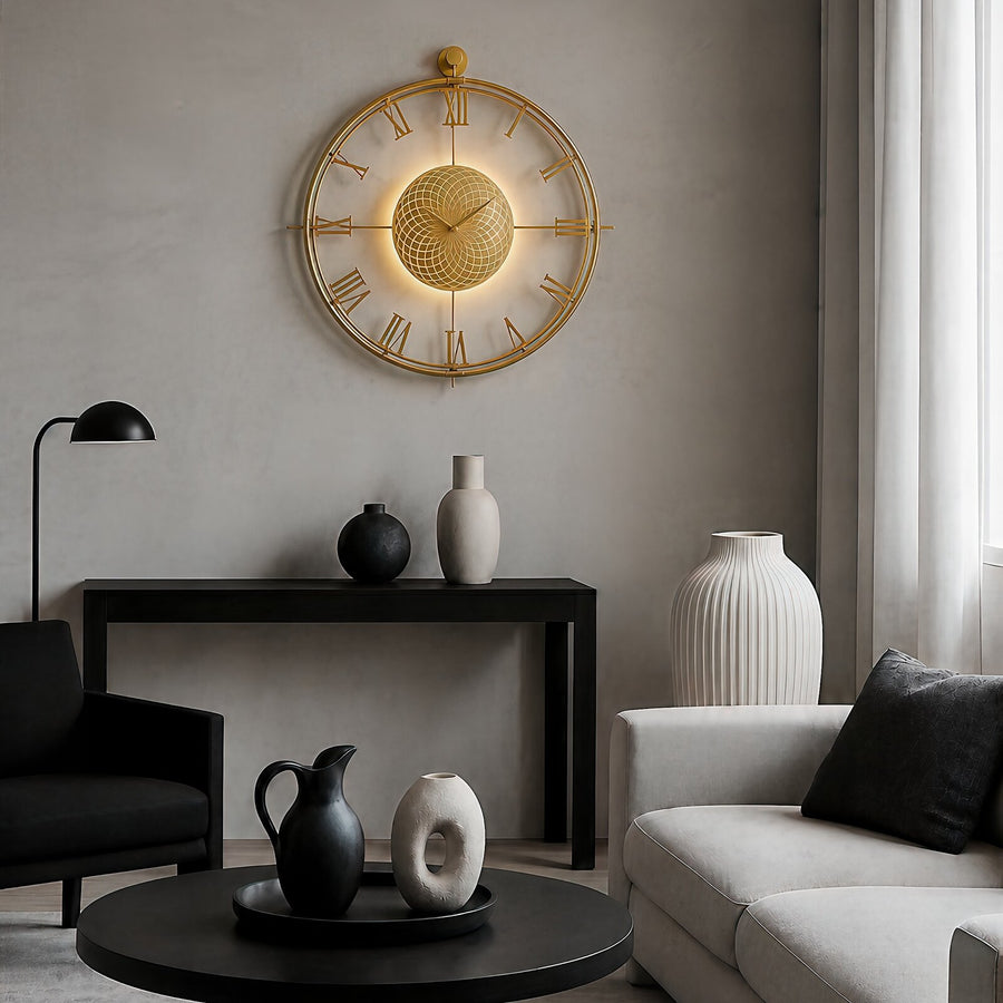 Orvasco Imperium Halo Illuminated Metal Wall Clock, 60 cm