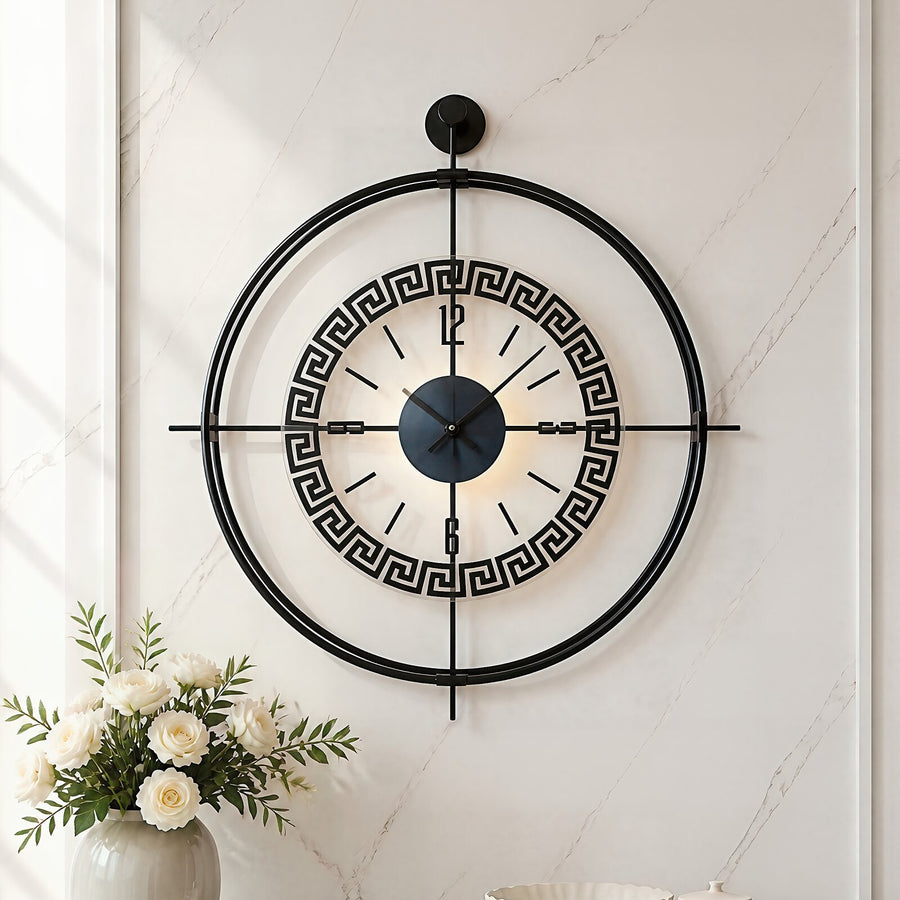 Orvasco Miravelle Mirror Illuminated Metal Wall Clock, 50 cm
