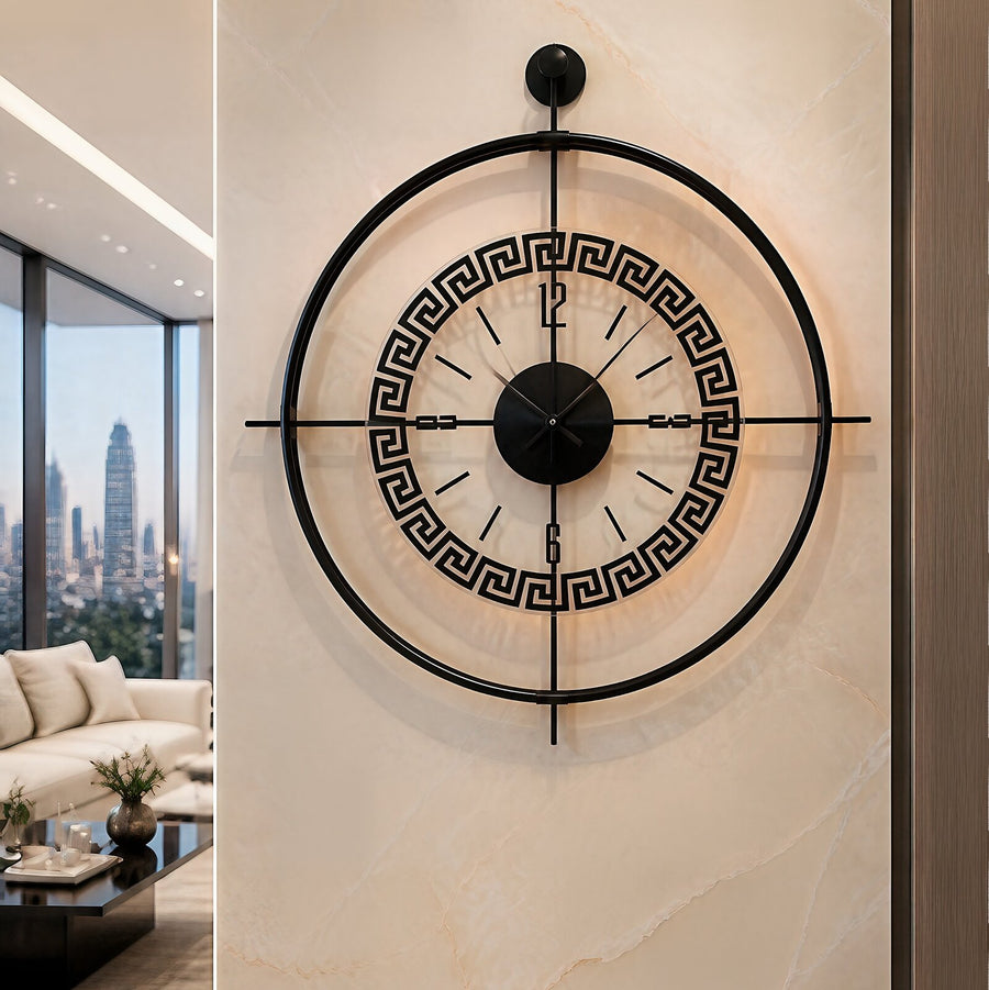 Orvasco Miravelle Mirror Illuminated Metal Wall Clock, 50 cm