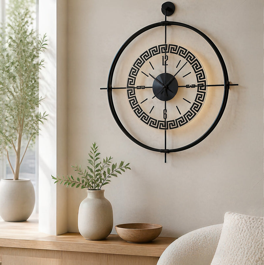 Orvasco Miravelle Mirror Illuminated Metal Wall Clock, 50 cm
