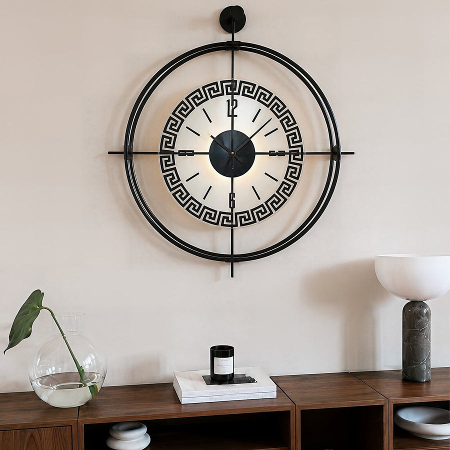 Orvasco Miravelle Mirror Illuminated Metal Wall Clock, 50 cm