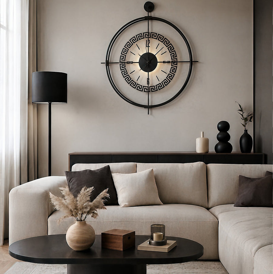 Orvasco Miravelle Mirror Illuminated Metal Wall Clock, 50 cm