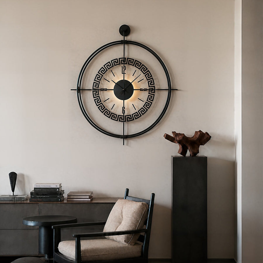 Orvasco Miravelle Mirror Illuminated Metal Wall Clock, 50 cm