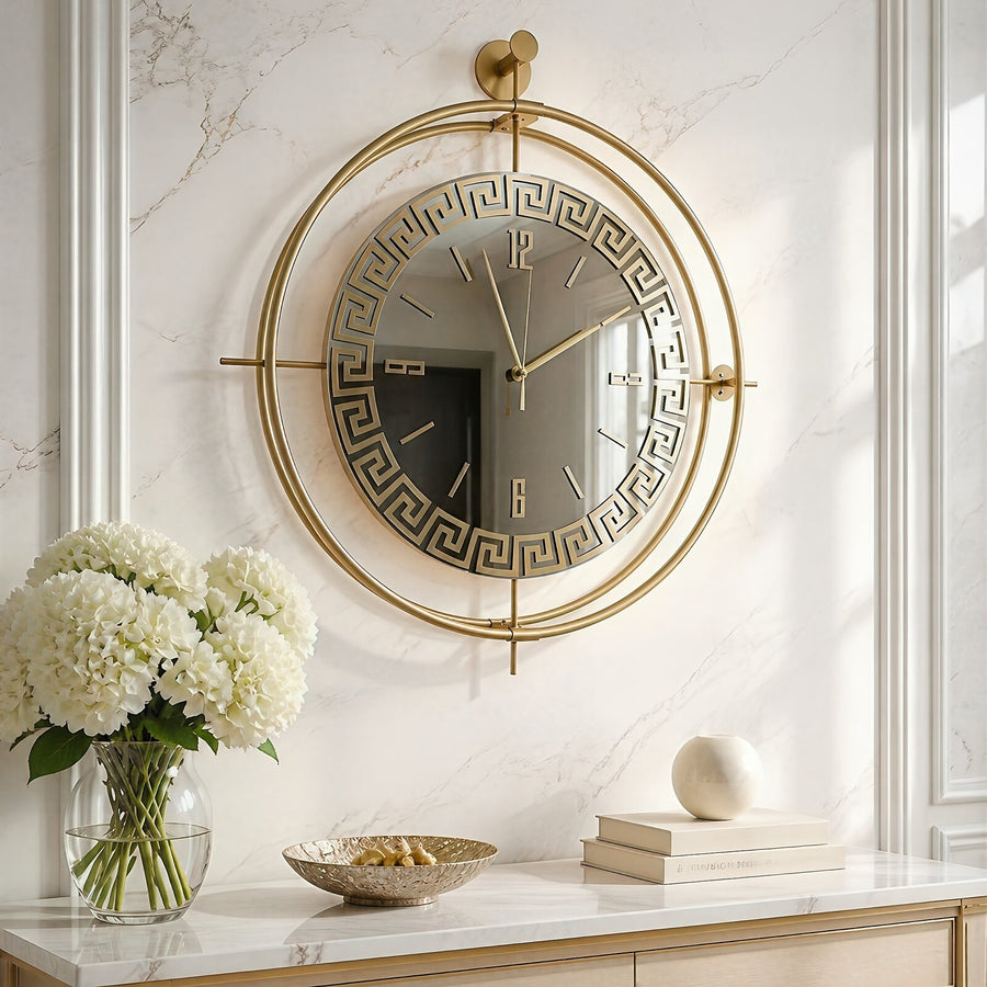 Orvasco Miravelle Mirror Illuminated Metal Wall Clock, 50 cm