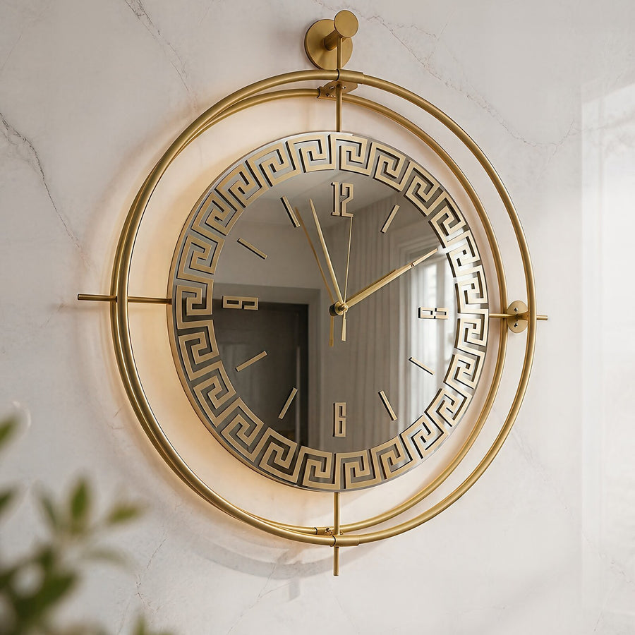 Orvasco Miravelle Mirror Illuminated Metal Wall Clock, 50 cm